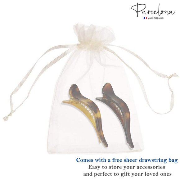 French Brill Beak Hair Claw Light Tortoise Shell Medium 4.5" Style - Picture 8 of 9